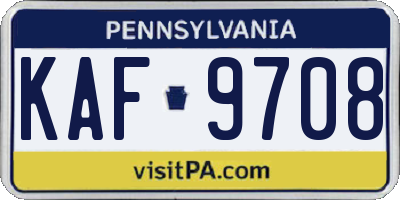 PA license plate KAF9708