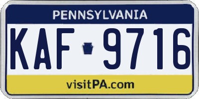 PA license plate KAF9716