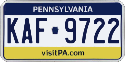 PA license plate KAF9722