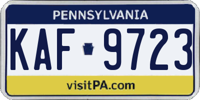 PA license plate KAF9723