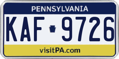PA license plate KAF9726