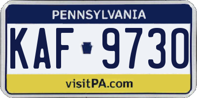 PA license plate KAF9730