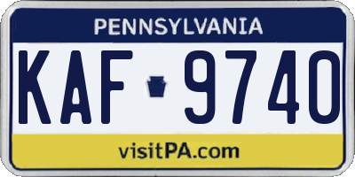 PA license plate KAF9740