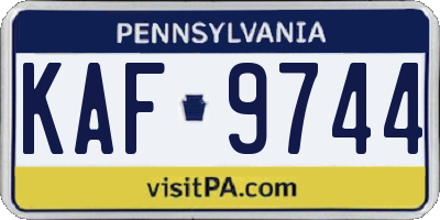PA license plate KAF9744