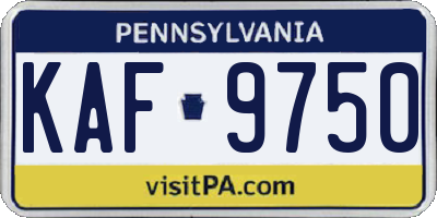 PA license plate KAF9750