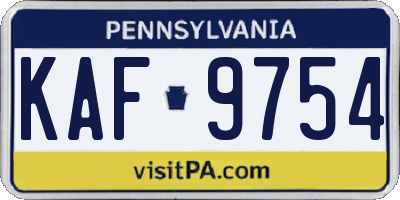 PA license plate KAF9754