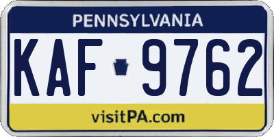 PA license plate KAF9762