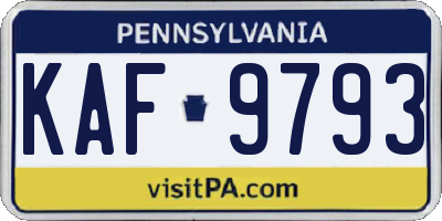 PA license plate KAF9793