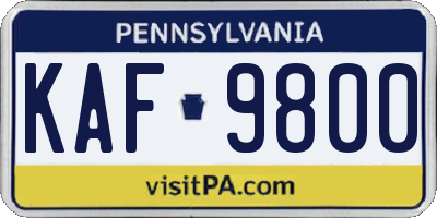 PA license plate KAF9800
