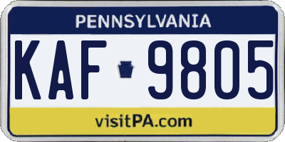 PA license plate KAF9805