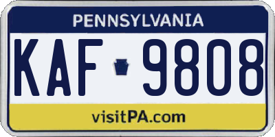 PA license plate KAF9808