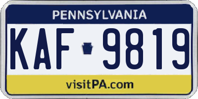 PA license plate KAF9819