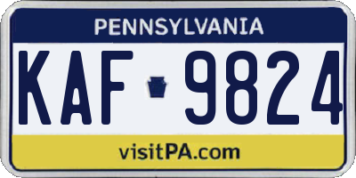 PA license plate KAF9824