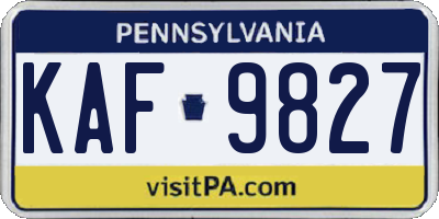 PA license plate KAF9827