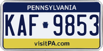 PA license plate KAF9853