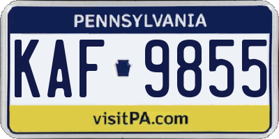 PA license plate KAF9855