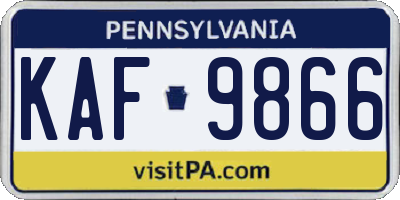 PA license plate KAF9866