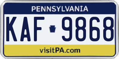 PA license plate KAF9868