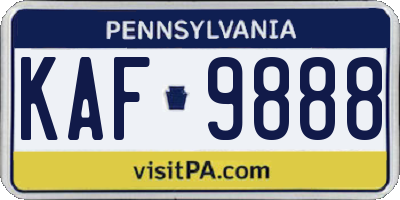 PA license plate KAF9888