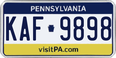 PA license plate KAF9898