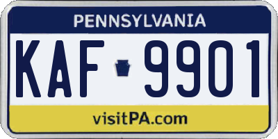 PA license plate KAF9901
