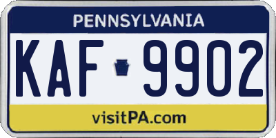 PA license plate KAF9902