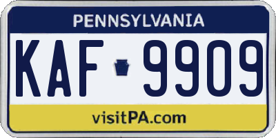 PA license plate KAF9909