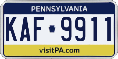 PA license plate KAF9911