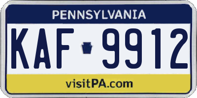 PA license plate KAF9912