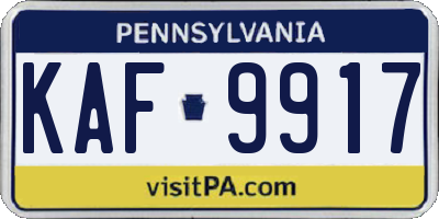 PA license plate KAF9917