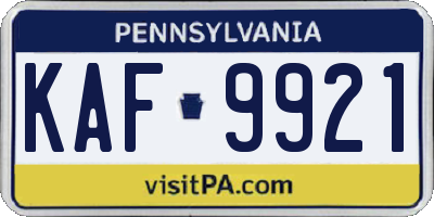 PA license plate KAF9921