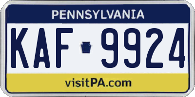 PA license plate KAF9924