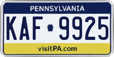 PA license plate KAF9925