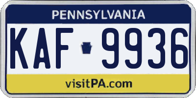 PA license plate KAF9936
