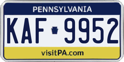 PA license plate KAF9952