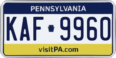 PA license plate KAF9960