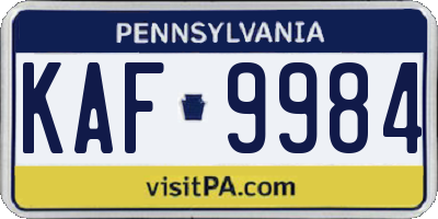PA license plate KAF9984