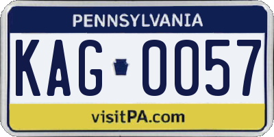 PA license plate KAG0057