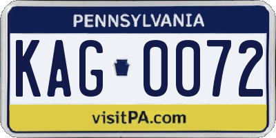 PA license plate KAG0072