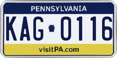 PA license plate KAG0116