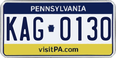 PA license plate KAG0130