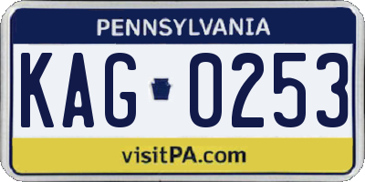 PA license plate KAG0253