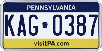 PA license plate KAG0387