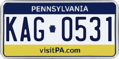 PA license plate KAG0531