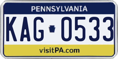 PA license plate KAG0533