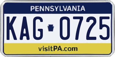 PA license plate KAG0725