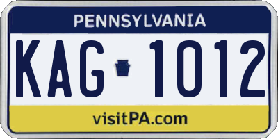 PA license plate KAG1012