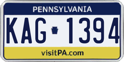 PA license plate KAG1394