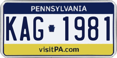 PA license plate KAG1981