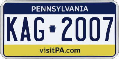 PA license plate KAG2007